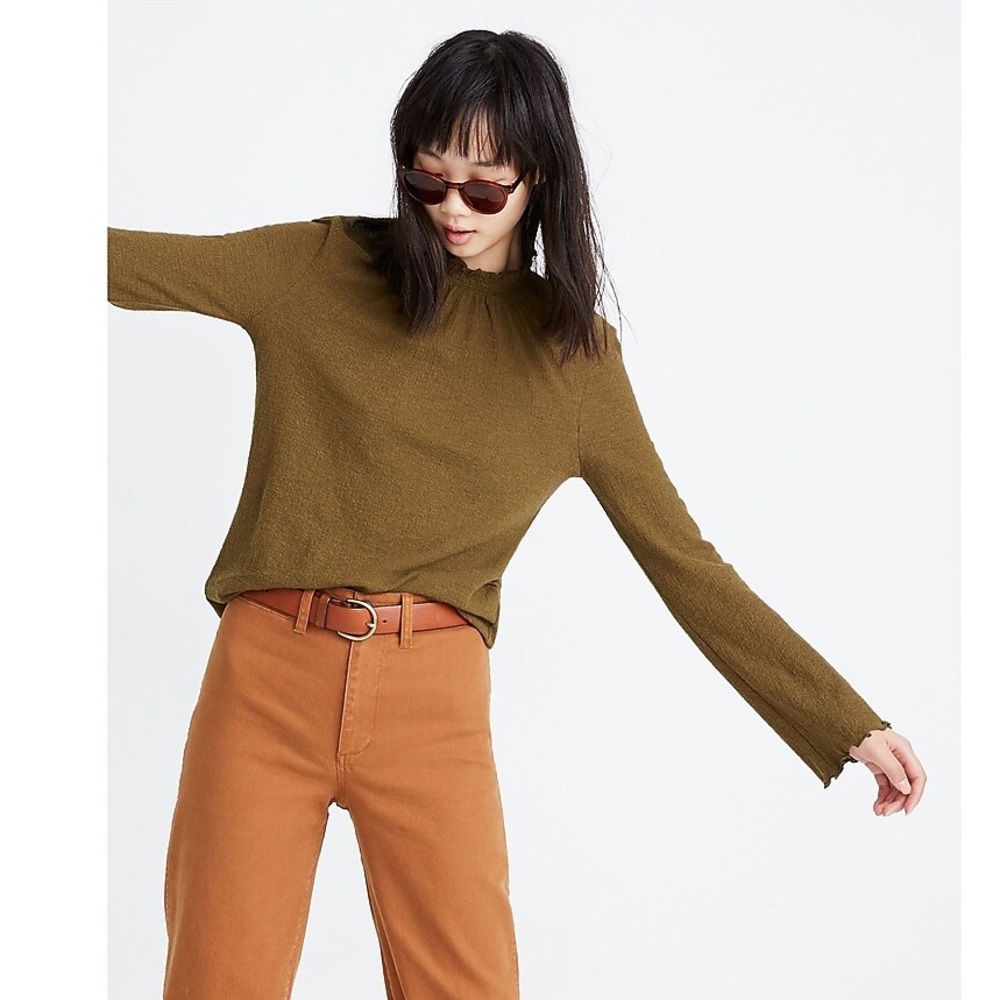 Bundle of 2 Madewell Texture & Thread Ruffled Mockneck Tops